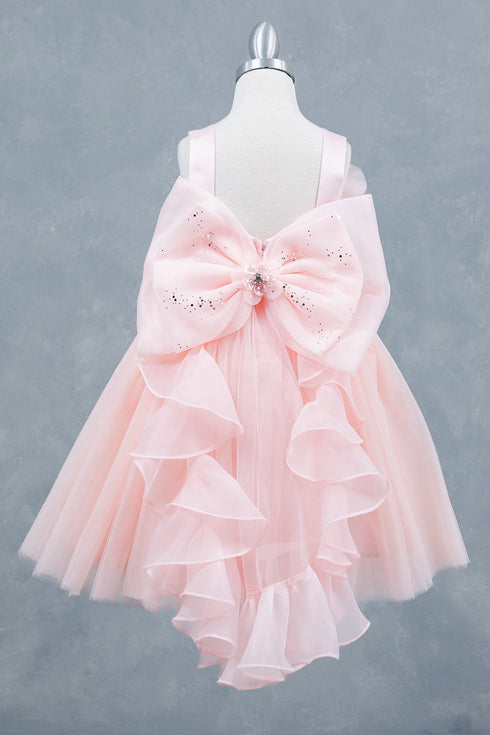 Elegant Floral Embellished Ruffle Back Dress 4-14